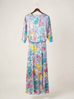 Pastel Floral Maxi Dress in Multi-Pastel Colors